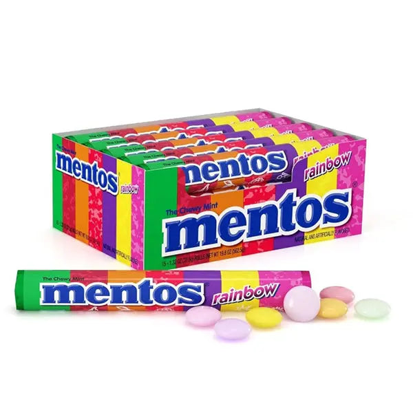 Mentos Chewy Mint Candy Roll Rainbow Mint Candies 14 Pieces Per Roll 15 Count Mentos